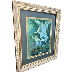 Iridescent Print Guardian Angel With Kid On Cliff 18 in x 15 in